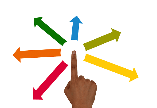 arrows pointing in multi directions to symbolize delegating tasks