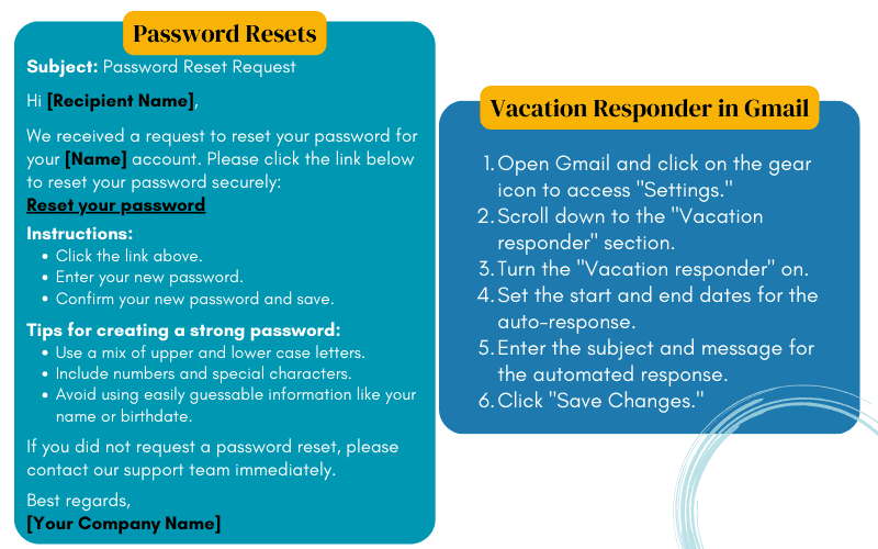 Examples of automated email replies