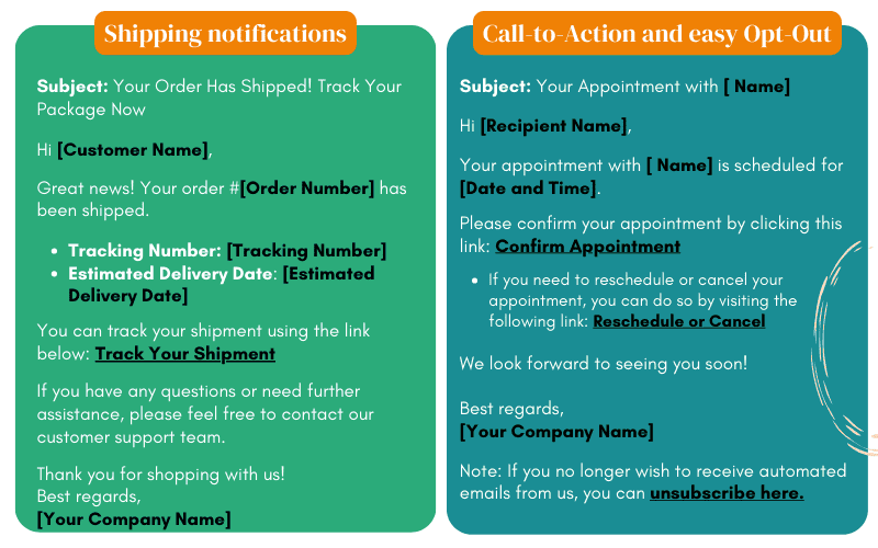Examples of automated email replies