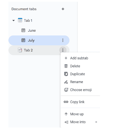 Document Tabs in Google Docs